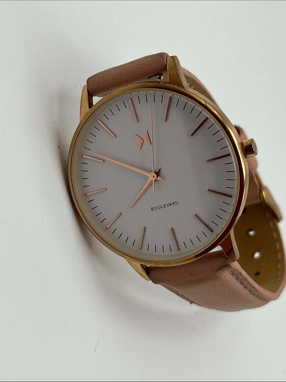 MVMT Gold Case White Dial Pink Leather Watch